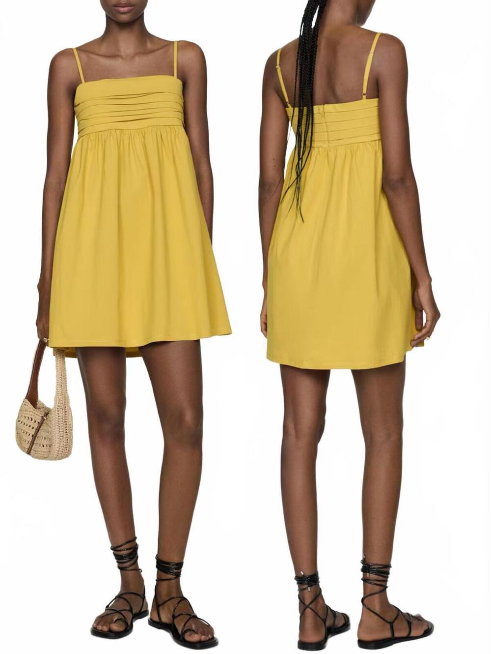 Mango Draped Neckline Dress NWT Yellow Size 2 / XS